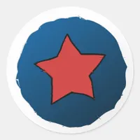 Distressed Blue Circle with Red Star 4th of July Classic Round Sticker