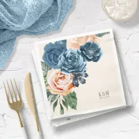 Roses Blue/Peach Wedding ID584 Napkins