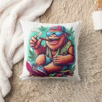 Joyful creature celebrating outdoors throw pillow