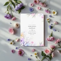 Elegant Pastel Watercolor Floral Wedding Charm Invitation