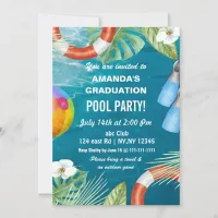 Rustic Summer Swimming Pool Party Graduation Invitation