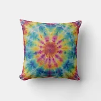 Tie Dye Spiral in Magenta Throw Pillow