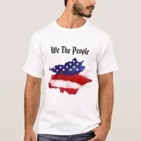 *~* We The People American Flag Watercolor White T-Shirt