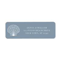 Dusty Blue Seashell Beach Wedding Return Address Label