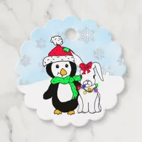 Personalized Christmas Penguin Snow Bunny Favor Tags