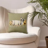 Chihuahua Tri-color Floral Throw Pillow