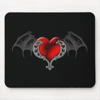 Goth Heart with Bat Wings Mousepad