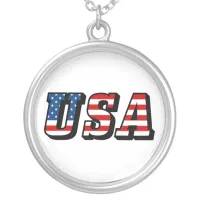USA Flag Text Necklace