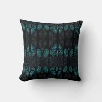 Mystic Forest Mosaic Blue & Black pattern  Throw Pillow