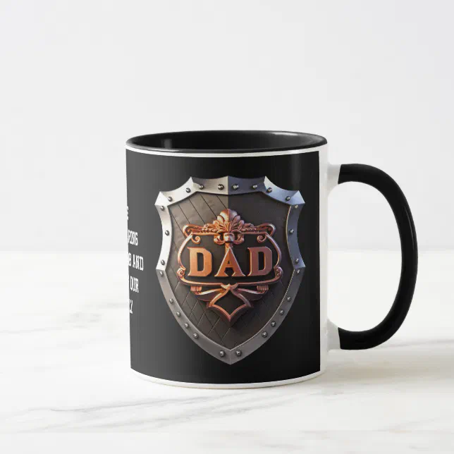 Dad Unwavering Protector & Hero Fathers Day Black Mug