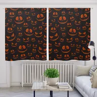 Jack-o'-Lantern Pumpkin Faces in Black Night Blackout Curtains