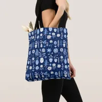 Shades of Blue and White Flowers in Vases Tote Bag