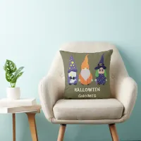 Wizard Pumpkin Witch Halloween Gnomes Throw Pillow