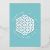 Flower of Life Ho'oponopono Blue & White Foil Holiday Card