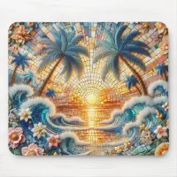 Magical Mosaic Tropical Ocean Sunset Mouse Pad