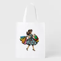 Let's Go Shopping! Personalized Retro Grocery Bag