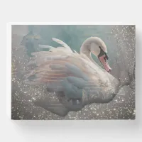 *~* SC1 Pastel Glitter White Swan  Wooden Box