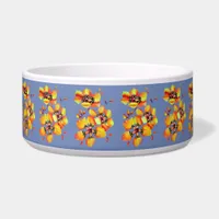 Posh Luxurious Elegant Sparaxis Flowers Blue Grey Bowl