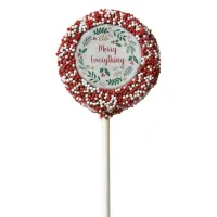 Holly Berry Pine Wreath Merry Everything Chocolate Covered Oreo Pop