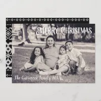 Cozy Black & White 1 Photo Christmas Card