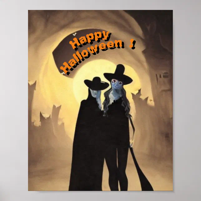 Monstres d’Halloween en ville Poster
