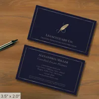 Luxury Gold Quill Logo Business Card