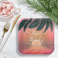Tropical Isle Sunrise Wedding Pink V2 ID581 Paper Plates
