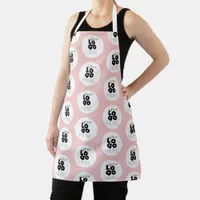 Custom Company Black Logo Pattern on Pink Staff Apron