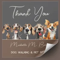 Puppy Dogs Walker Modern Pet Care Thank You Square Sticker