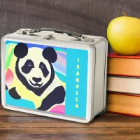Panda multicolored background metal lunch box