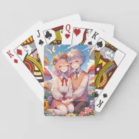 Cute Cuddly Anime Couple Poker Cards