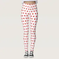 Red Heart Girly Fun Chic Balloon Pattern White Leggings