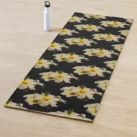 Elegant Satin Flowers on Black Yoga Mat