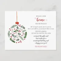 Cute Holly Ornament Weve Moved Holiday Moving Postcard