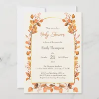 Rustic Autumn Fall Floral Baby Shower Invitation