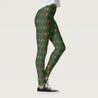 Colorful Festive Christmas String Lights Holiday Leggings