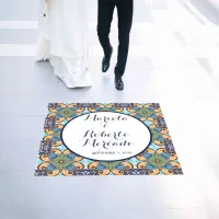 Elegant Mexican Floral Talavera Wedding  Floor Decals