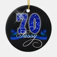 Sassy Seventy Sparkle Ceramic Ornament