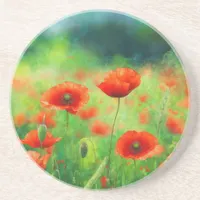 Colorful Field with Poppies Coaster