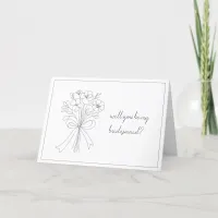 chic hand drawn bow & flower bridesmaid proposal  thank you card