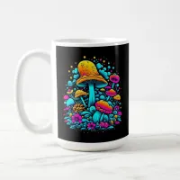 Retro Neon Mushrooms and Flowers  Coffee Mug