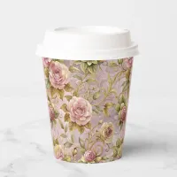 Elegant Blush Roses  Paper Cups