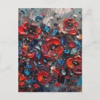 Red Poppy Flowers Painting Postcard