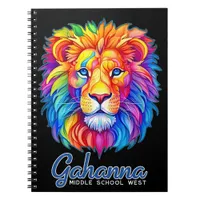 Gahanna Rainbow Lion Head Faux Glitter Spiral Notebook