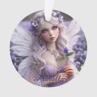 Beautiful February Fairy in Violets Ornament