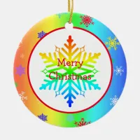 Rainbow Snowflakes Christmas LGBTQ Ceramic Ornament