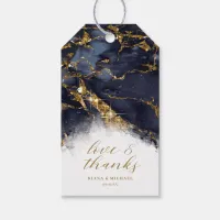 Marble Glitter Wedding Thanks Navy Blue Gold ID644 Gift Tags