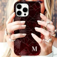 Spiderweb Monogram Dark Red iPhone 16 Pro Case