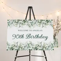 Eucalyptus Greenery Border 90th Birthday Welcome Foam Board