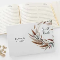 Rustic Pampas Coastal Beach Wedding Guest Book